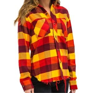 AVIATOR NATION PLAID FLANNEL LIGHT WEIGHT UNISEX WESTERN SHIRT SZ L